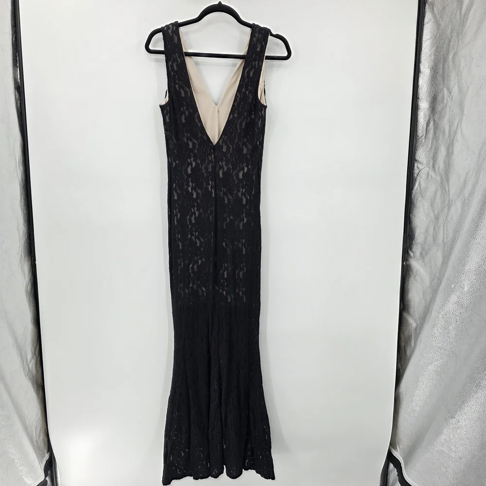 Venus Women's 8 Stretch Lace Maxi Dress Deep V-Neck Floor Length Evening Wear - Picture 9 of 16